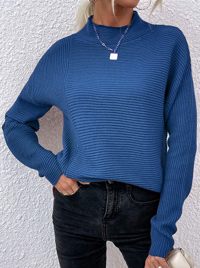 Women's Solid Color Turtleneck Sweatshirt
