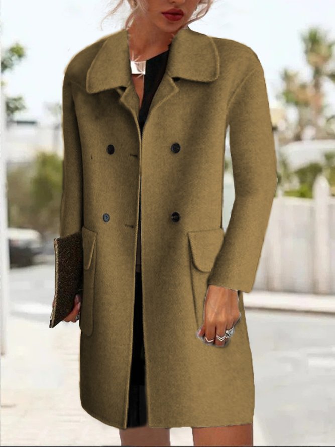 Long Sleeve Plain Regular Loose Coat For Women
