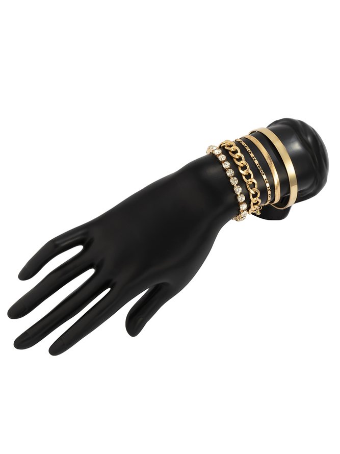 Women Minimalist Rhinestone Chain Bracelets Sets