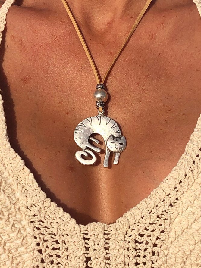 Vintage Cat Beading Pendant Necklaces