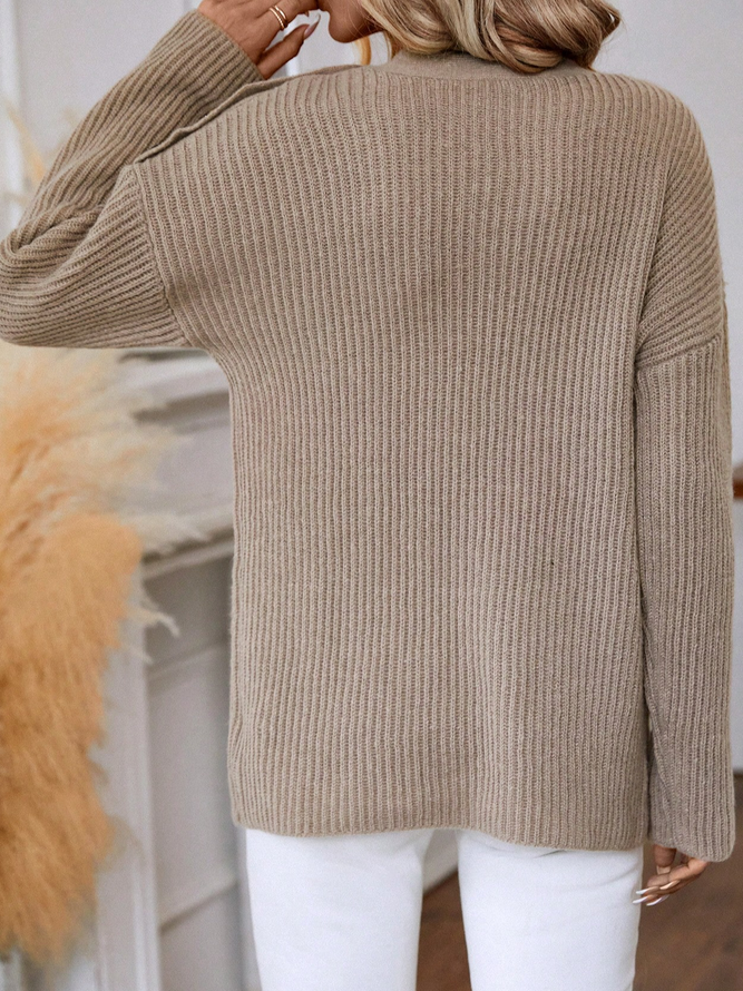 Casual Yarn/Wool Yarn Buckle Sweater