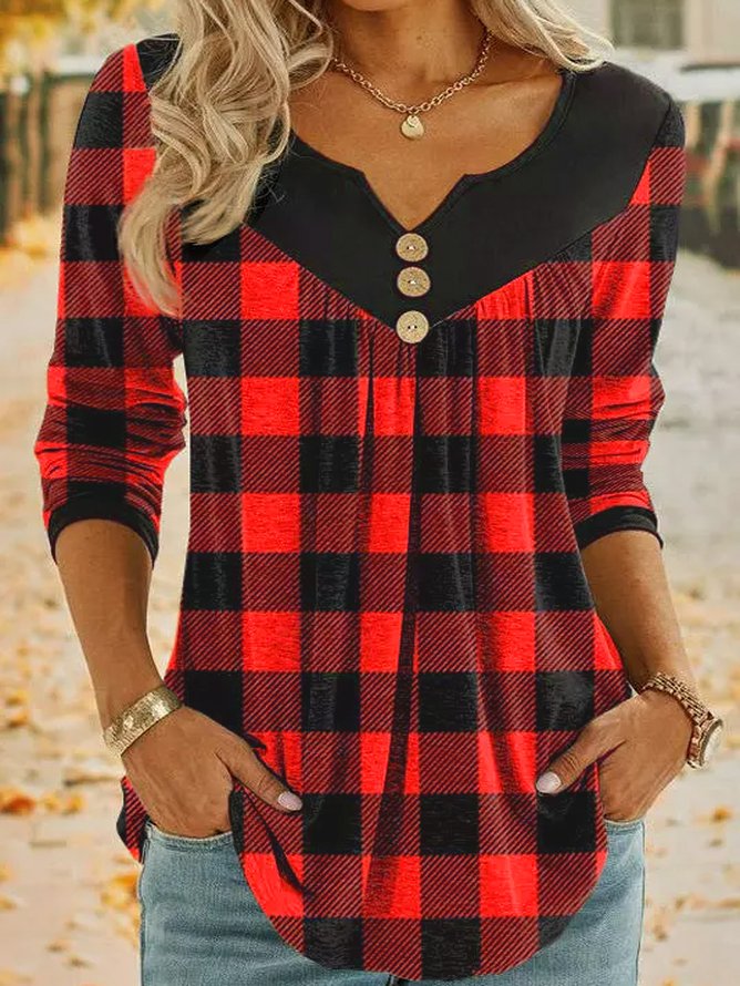 Halloween Orange Plaid Panel Loose Knit Top