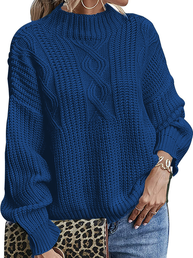 Casual Plain Wool/Knitting Sweater