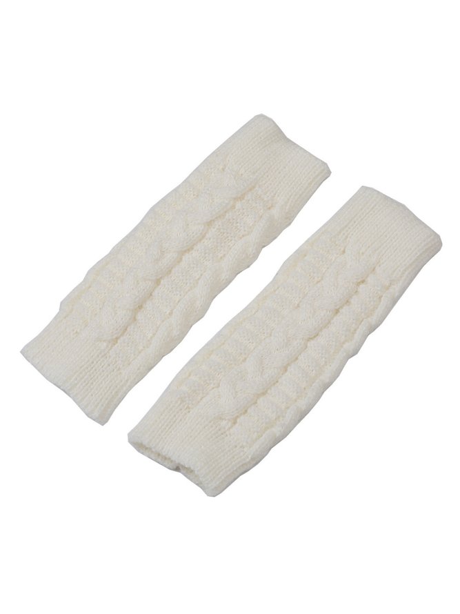 Casual Twist Knit Half Finger Gloves