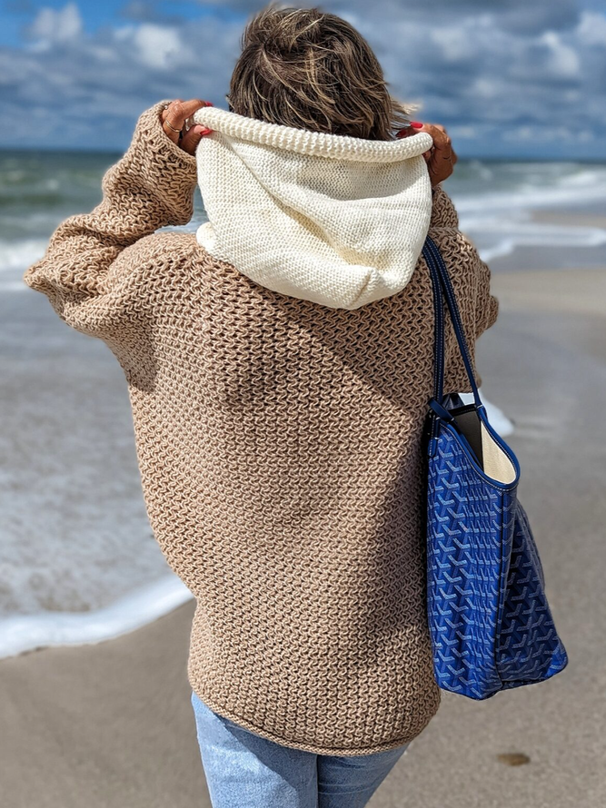 Loose Wool/Knitting Casual Plain Sweater