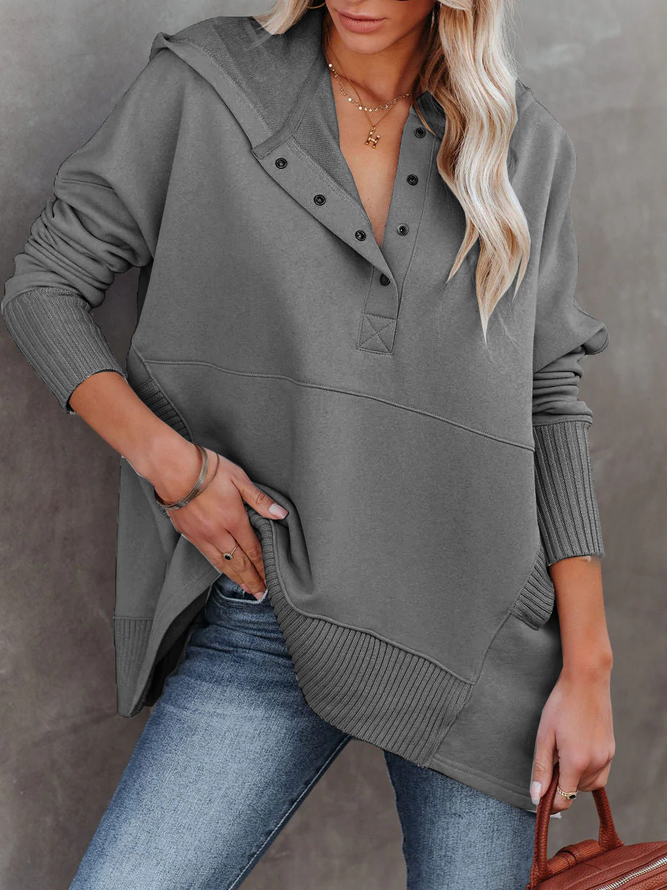 Knitted Plain Hoodie Casual Hoodie
