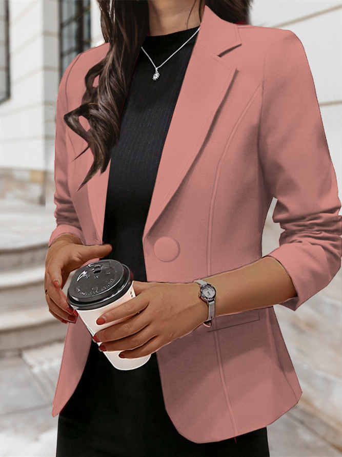 Lapel Collar Loose Plain Casual Blazer
