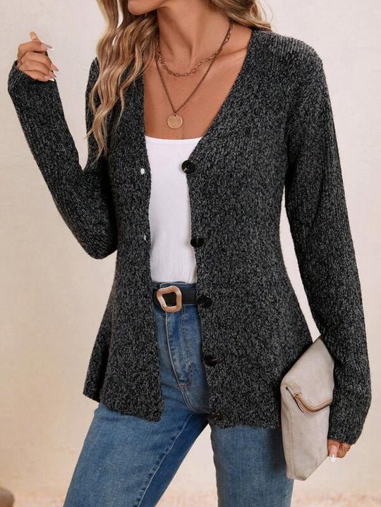 Casual Plain Loose V Neck Cardigan