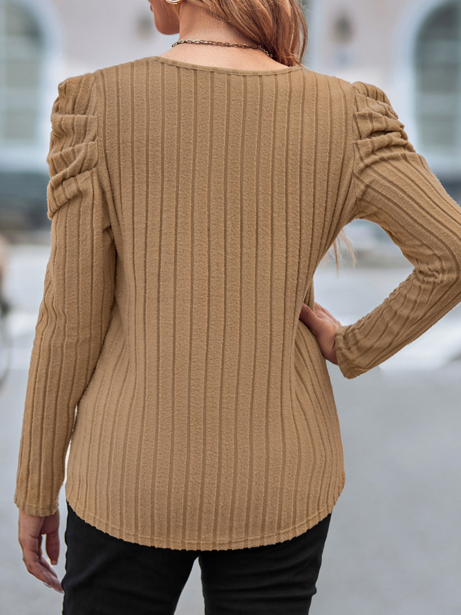 Casual Loose Plain Square Neck Shirt