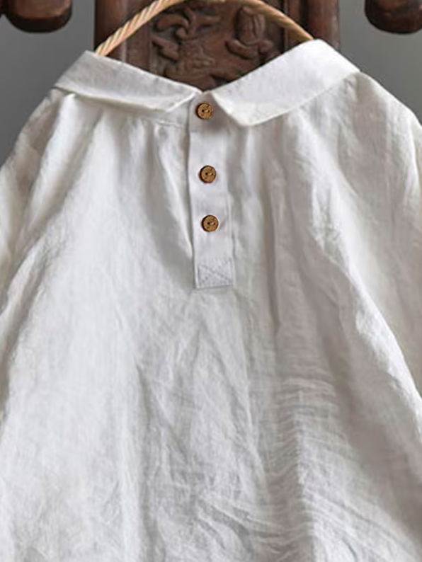Women's Plain Shirt Collar Casual Loose Blouse