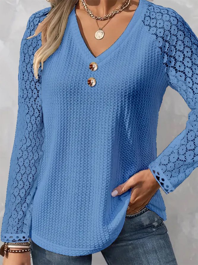 Buttoned Lace Casual Shirt