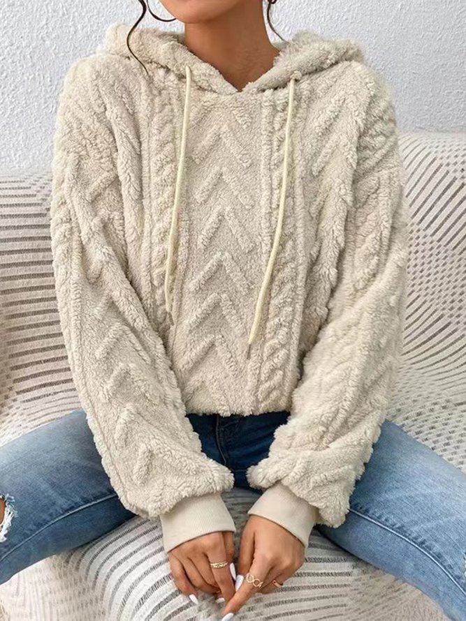 Casual Plain Fluff/Granular Fleece Fabric Sweatshirt