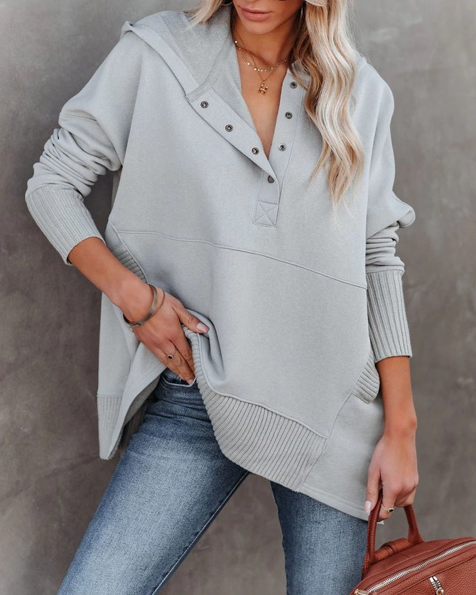 Knitted Plain Hoodie Casual Hoodie