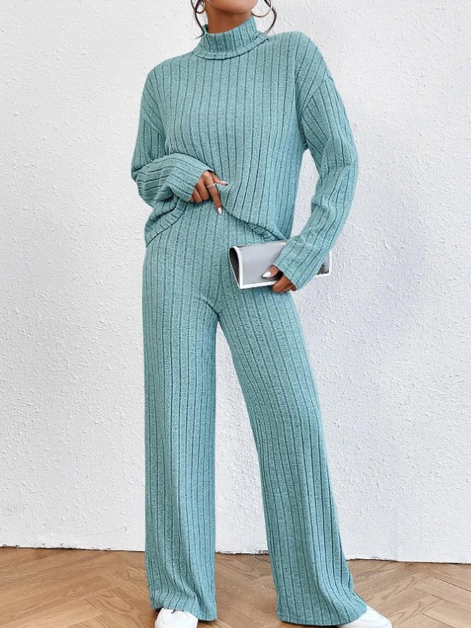 Loose Casual Turtleneck Acrylic Two-Piece Set