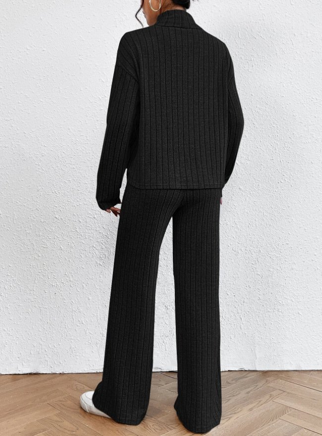 Loose Casual Turtleneck Acrylic Two-Piece Set