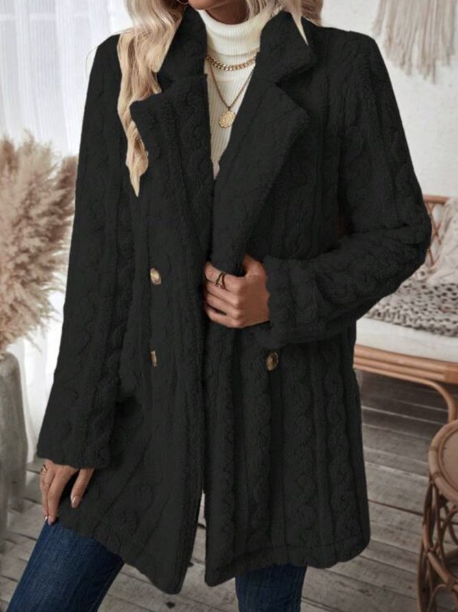 Plain Fluff/Granular Fleece Fabric Casual Teddy Jacket