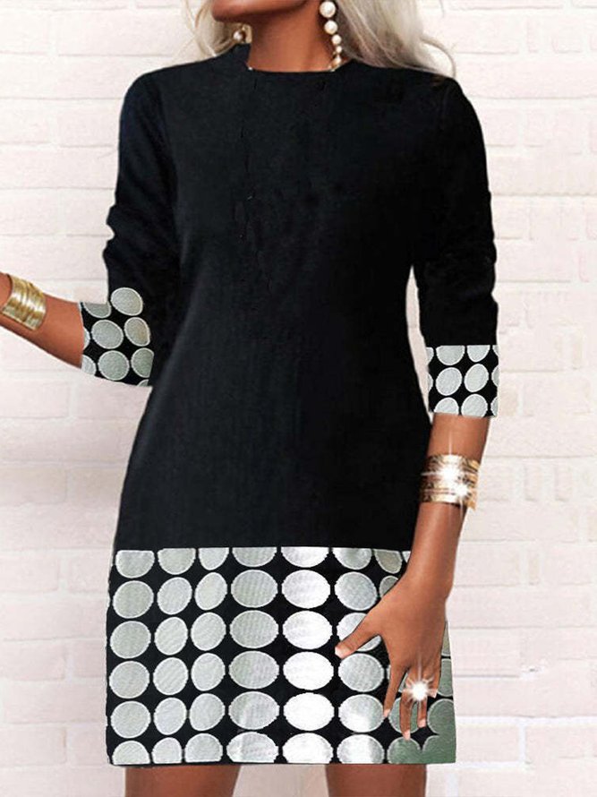 Casual Geometric Dress With No