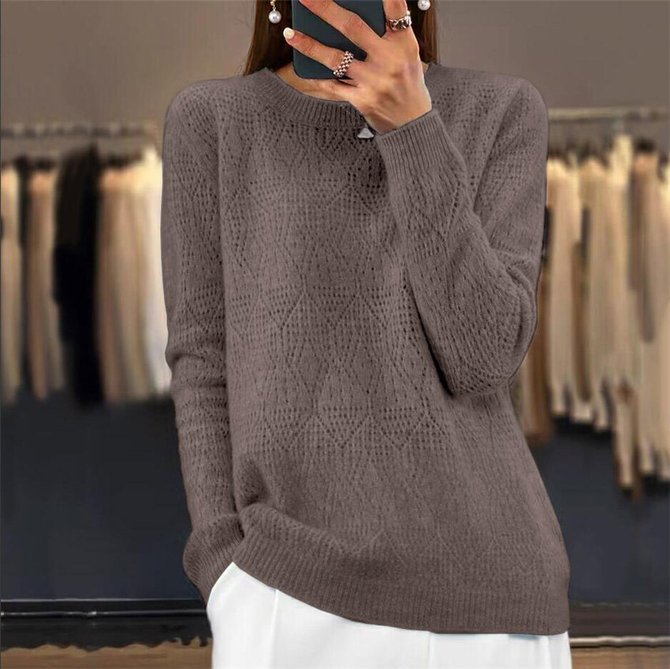 Casual Yarn/Wool Yarn Buckle Plain Sweater