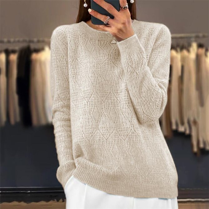 Casual Yarn/Wool Yarn Buckle Plain Sweater