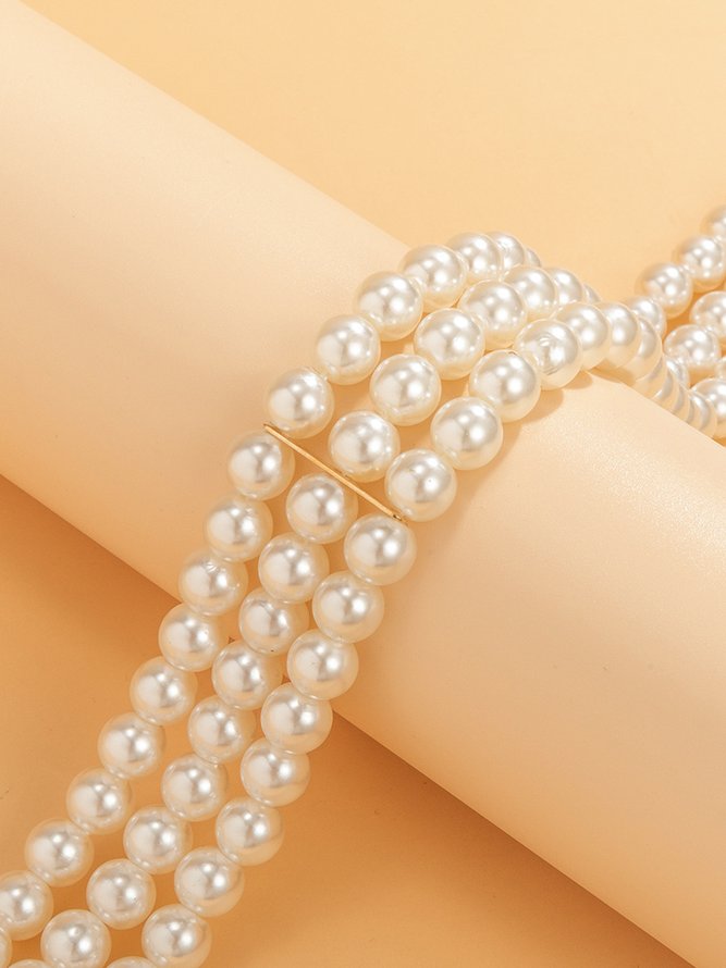 Elegant Imitation Pearls Multilayer Choker