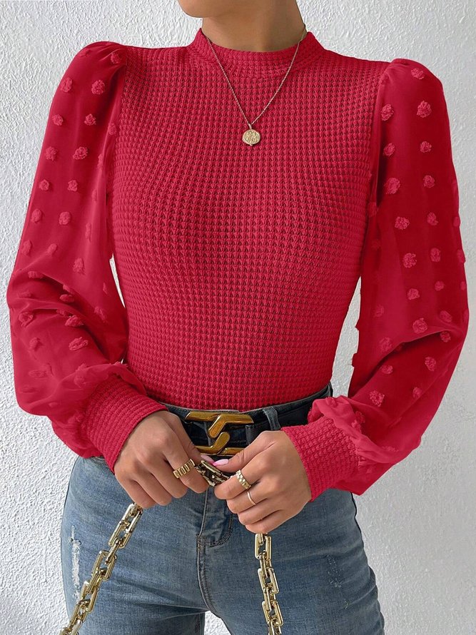 Crew Neck Plain Casual Loose Shirt