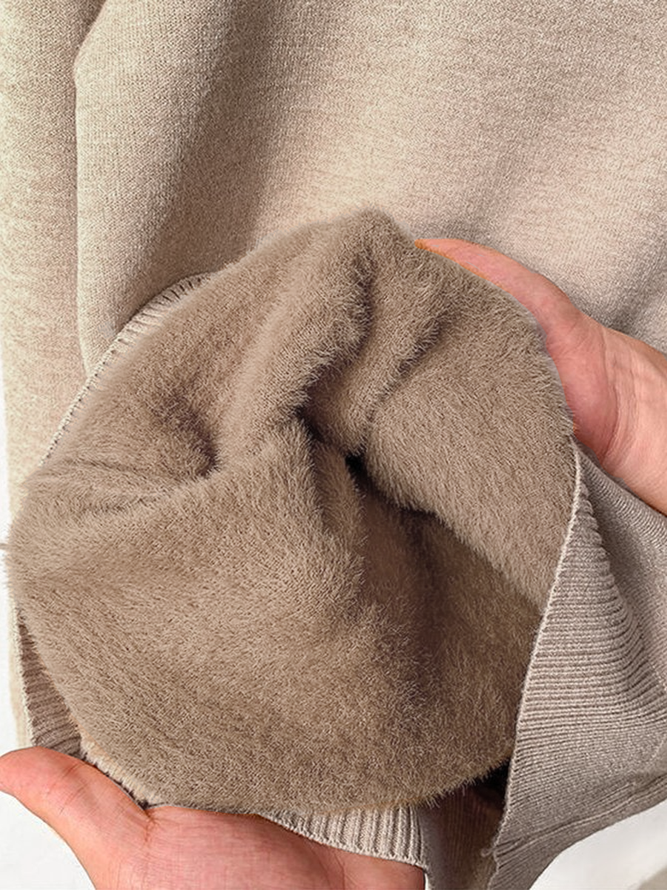 Plain Casual Turtleneck Warm Plush Sweater
