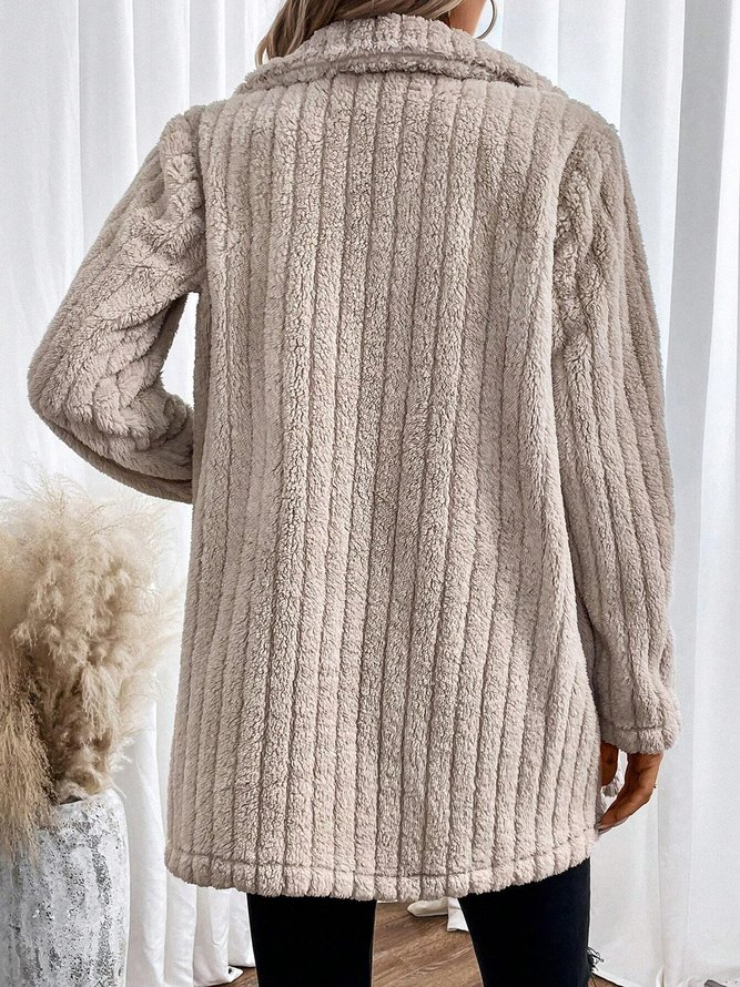 Casual Loose Shawl Collar Fluff/Granular Fleece Fabric Teddy Jacket