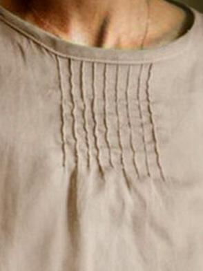 Fold Detail Cotton-Blend Simple Loose Blouse