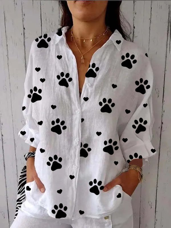 Summer Linen Heart/Cordate Polyester No Elasticity Daily Half Sleeve H-Line Regular Blouses for Women