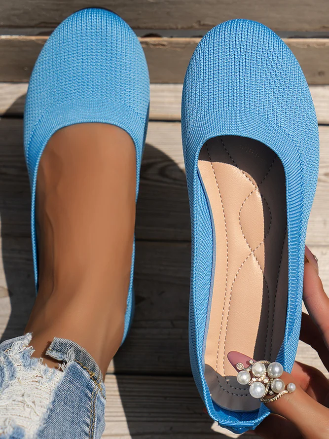 Women Casual Plain All Season Daily Slip On Flat Heel Fabric Rubber Slip On Casual Shoes