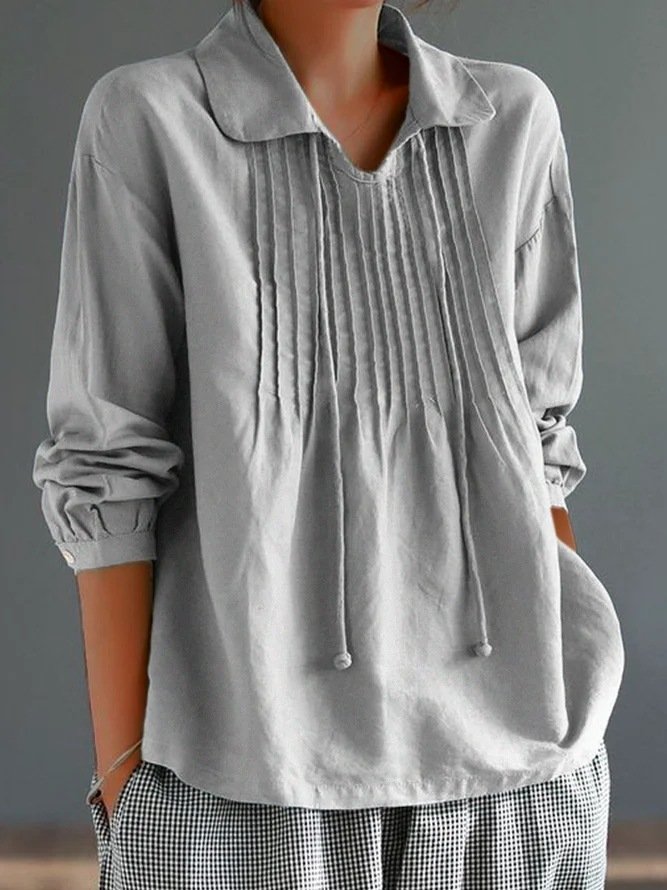 Women Casual Floral Spring/Fall Polyester Long Sleeve Notched Regular H-Line Regular Blouses