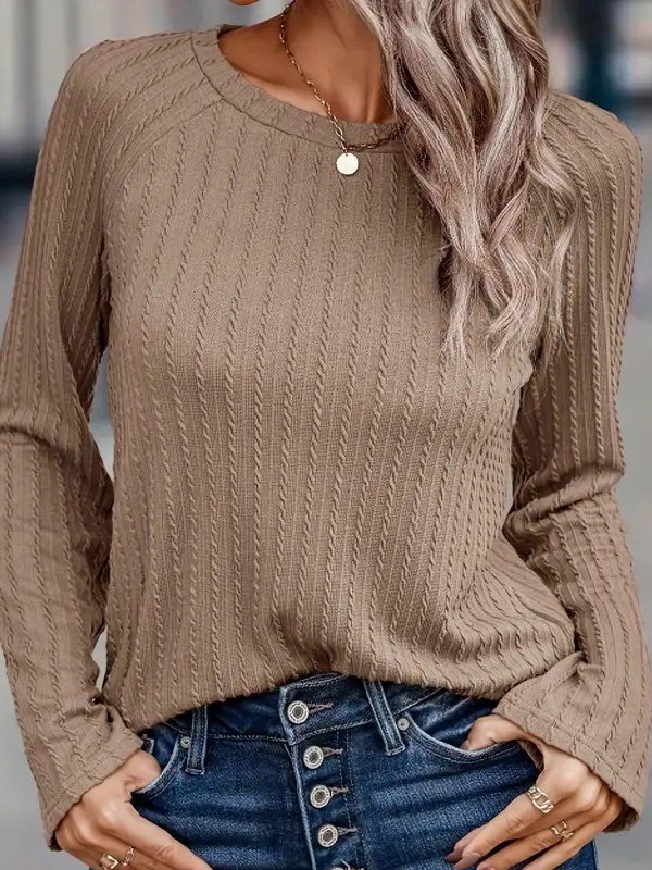 Women Casual Plain Spring/Fall No Elasticity Daily Loose Crew Neck Regular No Blouses
