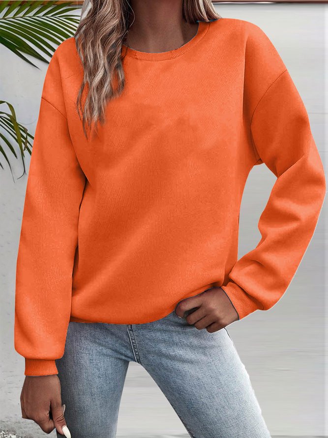 Women Casual Plain Spring/Fall Daily Loose Long Sleeve Regular H-Line Regular Sweatshirts