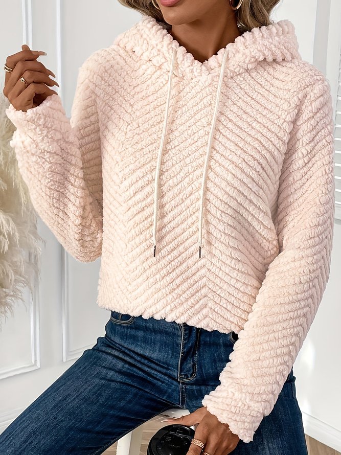 Women Casual Plain Spring/Fall Natural Daily Long Sleeve Fluff/Granular fleece fabric Regular H-Line Hoodies Women Casual Plain Spring/Fall Natural Daily Long Sleeve Fluff/Granular fleece fabric Regular H-Line Hoodies