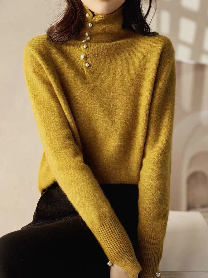 Women Casual Plain Spring/Fall Loose Long Sleeve Yarn/Wool yarn Regular H-Line Regular Sweaters