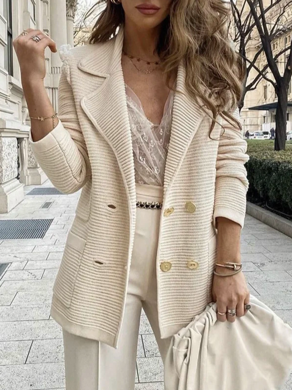 Casual Plain Spring/Fall Natural No Elasticity Long Sleeve Shawl Collar Regular Regular Blazers for Women