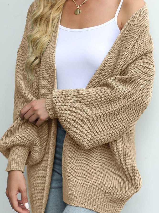 Women Casual Plain Winter Daily Loose Mid-long H-Line Medium Elasticity No Cardigans