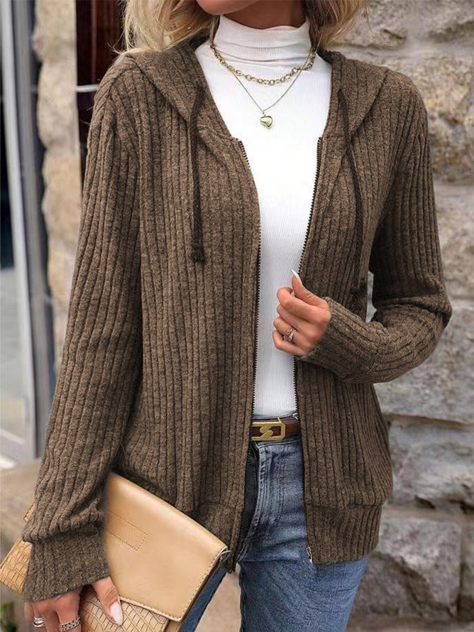 Casual Plain Autumn Polyester Natural Daily Christmas Regular Thicken Jackets for Women