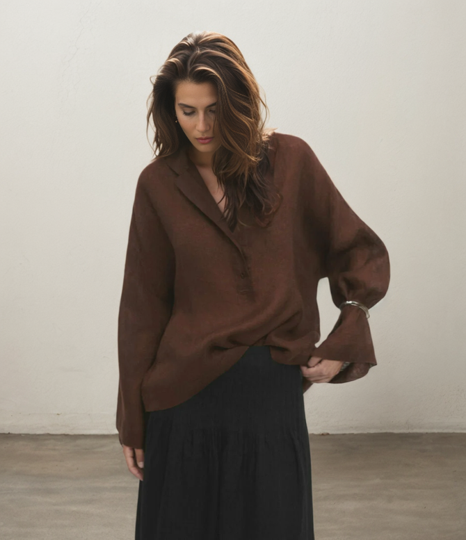 Women Plain Spring/Fall Linen No Elasticity Loose Commuting Crop Regular Camp Collar Shirts