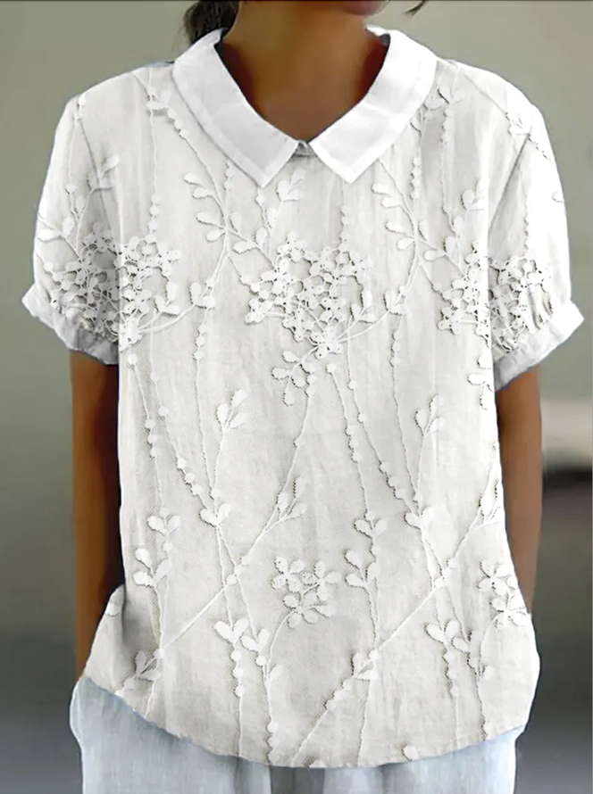 Casual Floral Summer Polyester Regular Fit Short Sleeve Regular A-Line Regular Shirts for Women