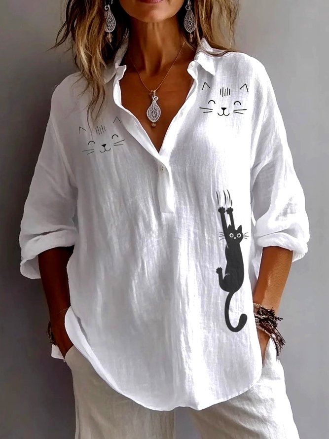Casual Plain Spring/Fall Micro-Elasticity Regular Fit Long Sleeve Regular Regular Shirt Collar Shirts for Women