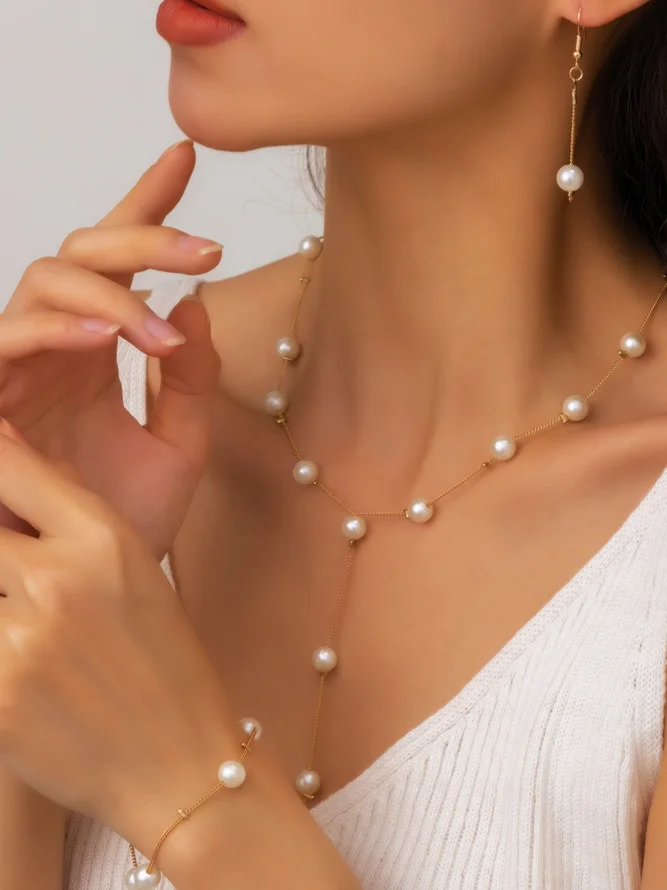 Women Vintage Plain All Season Split Joint Date Metal Chain Necklaces Necklaces