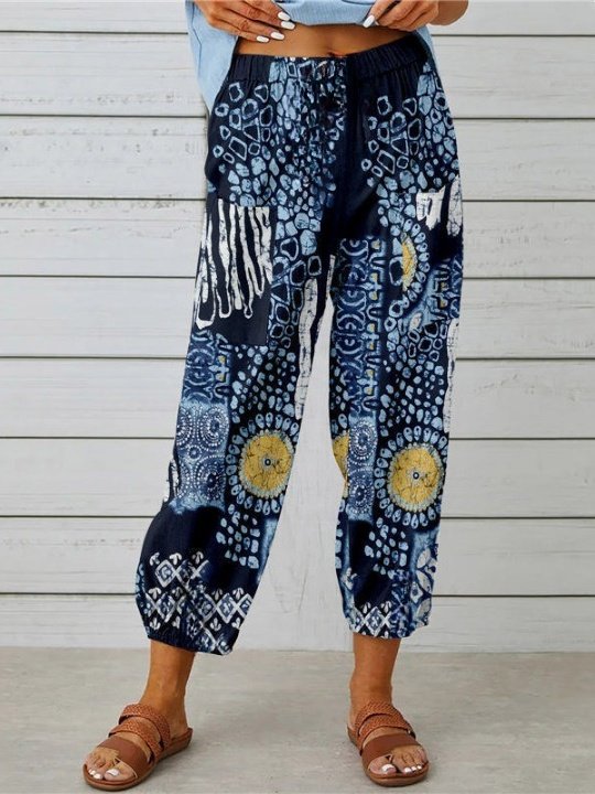 Women Geometric Lady Romance Spring/Fall Adjustable Strap No Elasticity Commuting Ankle Pants H-Line Regular Pants