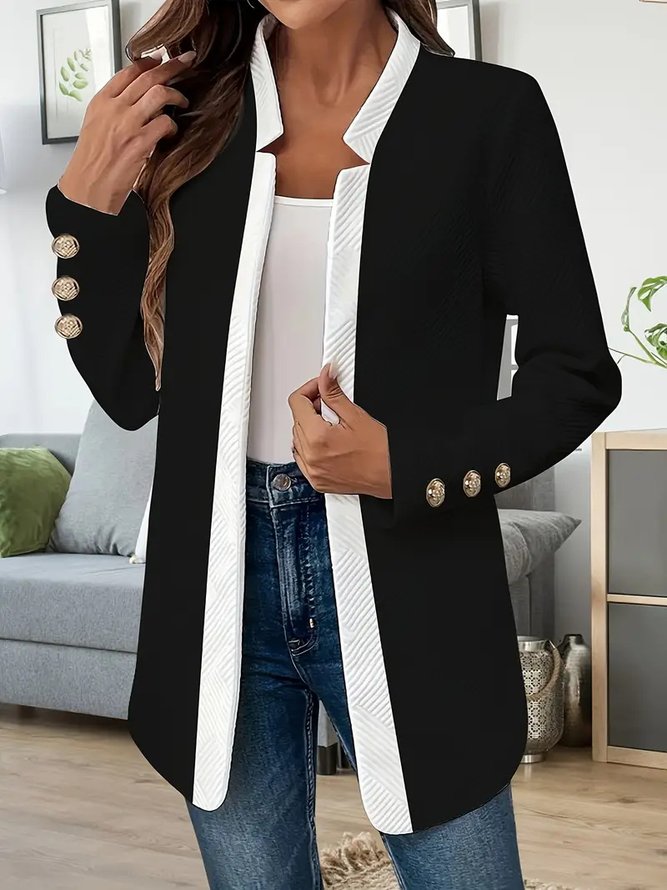 Casual Color Block Spring/Fall Polyester Micro-Elasticity Daily Regular Fit A-Line Regular Trench Coats for Women