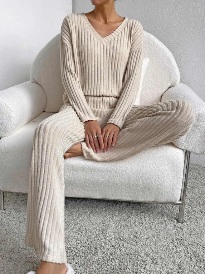 Women Sports Plain Spring/Fall Polyester V neck Adjustable Strap Micro-Elasticity Regular Fit Long Sleeve Two-Piece Sets