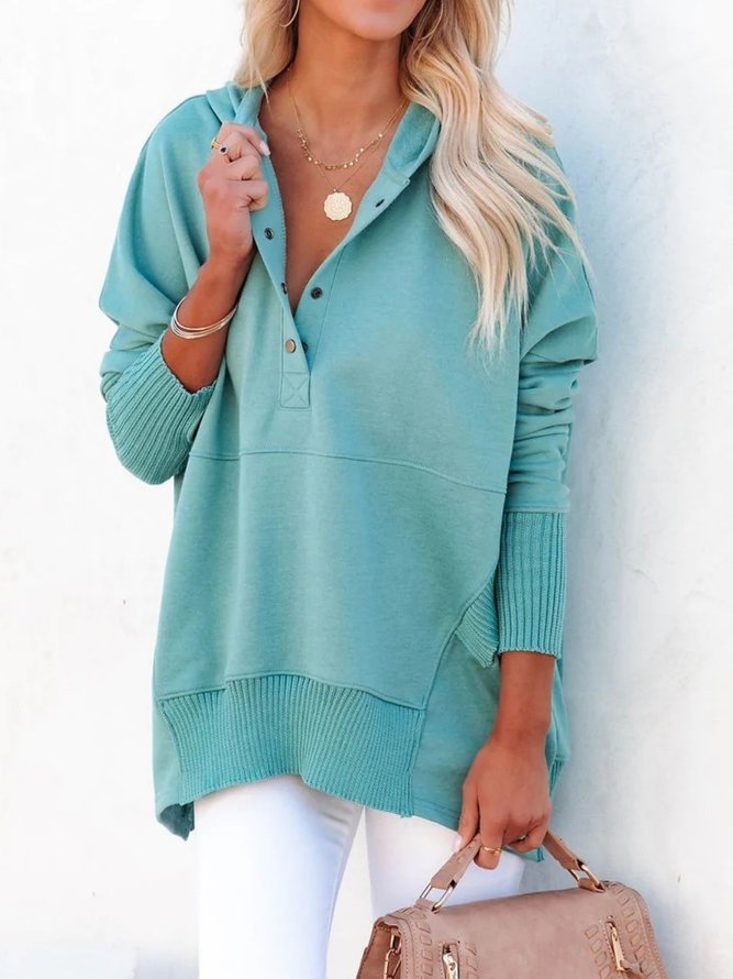 Women Simple Plain Spring/Fall Polyester Hoodie Daytime Long Sleeve Regular A-Line Sweatshirts