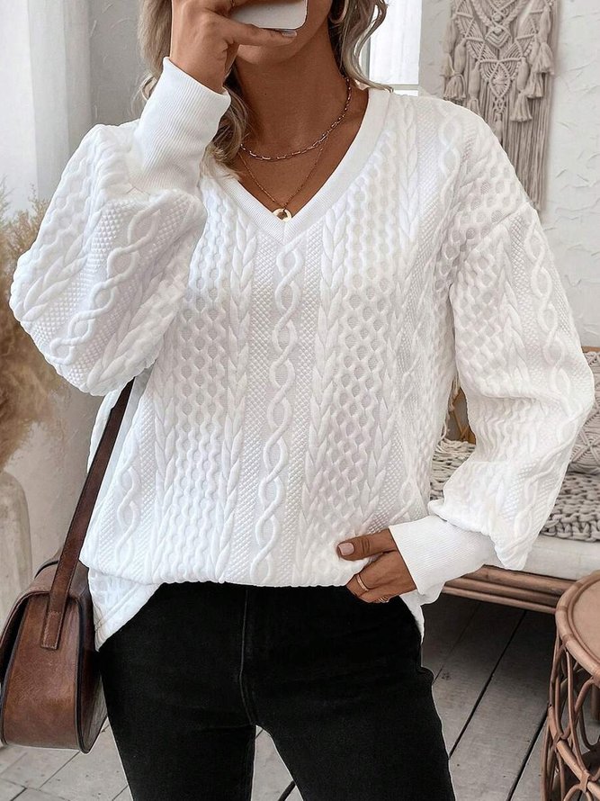 Geometric Urban Spring/Fall Split Joint Loose Commuting Long Sleeve Regular A-Line Sweatshirts for Women