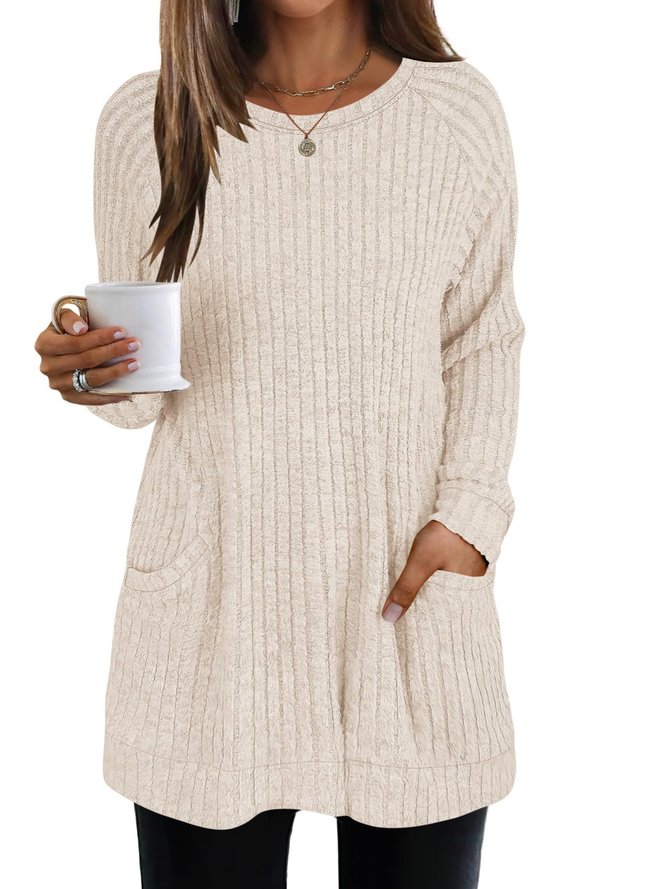 Women Casual Plain Spring/Fall Cotton Daily Long Sleeve Regular A-Line Regular T-shirts