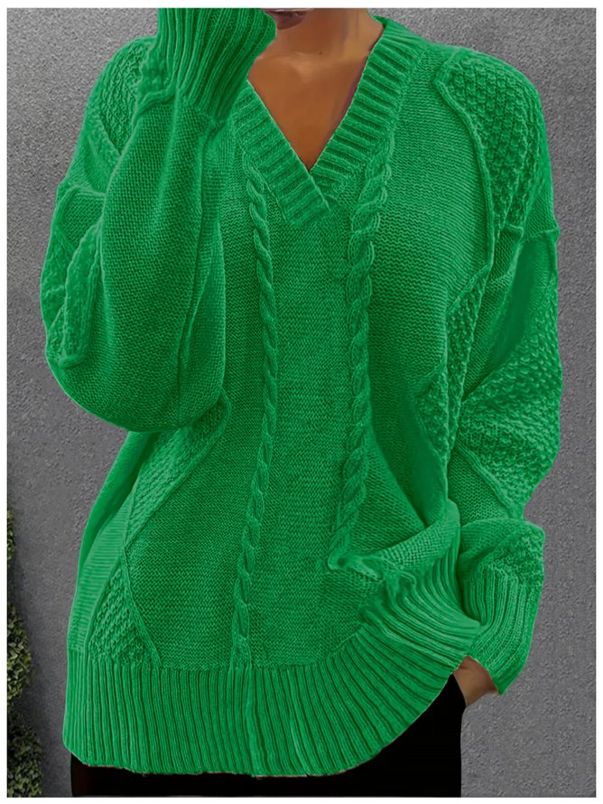 Casual Plain Spring/Fall Polyester Regular Fit Long Sleeve Regular A-Line Regular Sweaters for Women