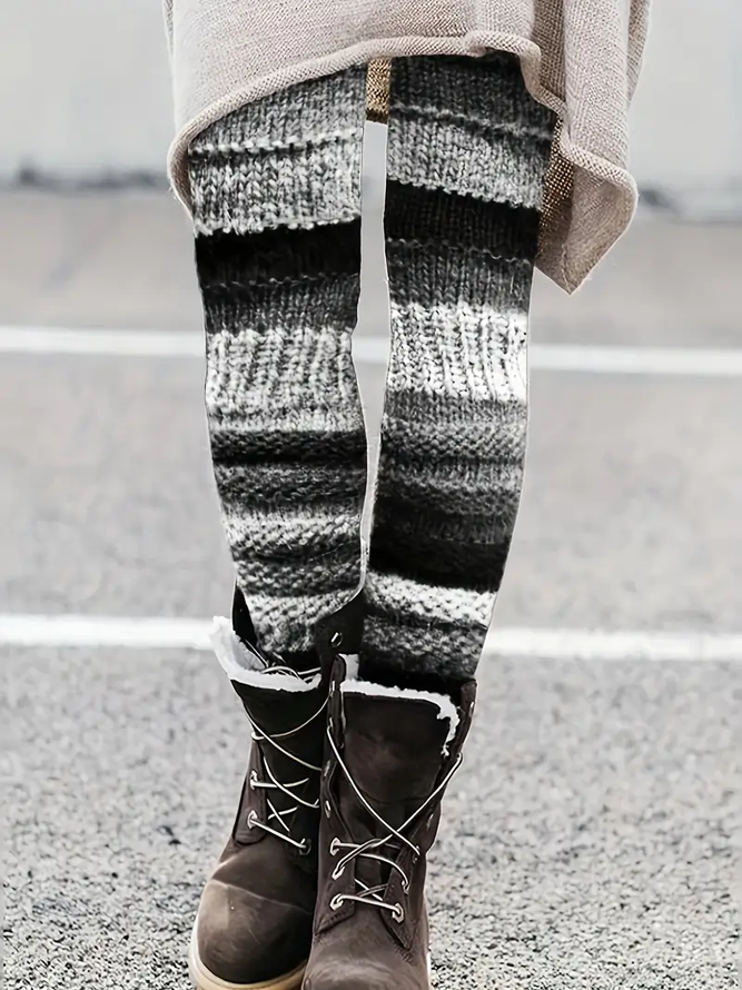 Casual All Season Multicolor block Printing High Elasticity Tight Legging H-Line Regular Leggings for Women